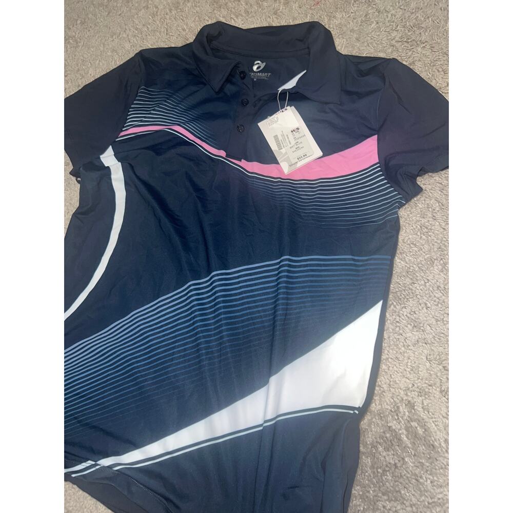 Blue GymSmart short-sleeve golf polo shirt Womens Top sz M - Picture 3 of 8
